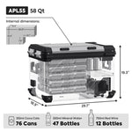 Load image into Gallery viewer, ICECO APL55 12V Dual Zone Fridge Freezer – 58QT Silver with Magnetic Battery &amp; Solar Panel
