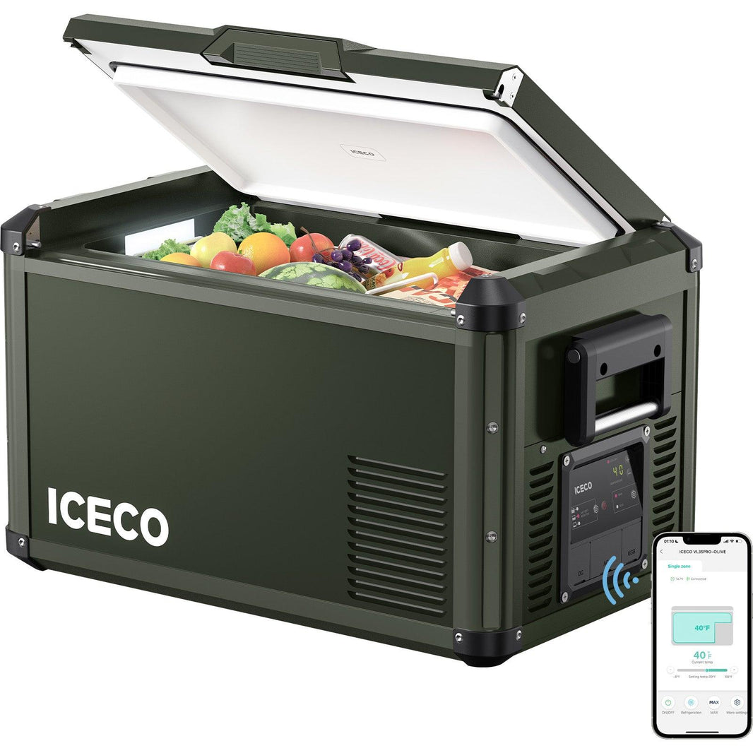 ICECO VL35ProS 12V Portable Fridge Freezer – 37QT Olive Single Zone With PB1000 Power Station