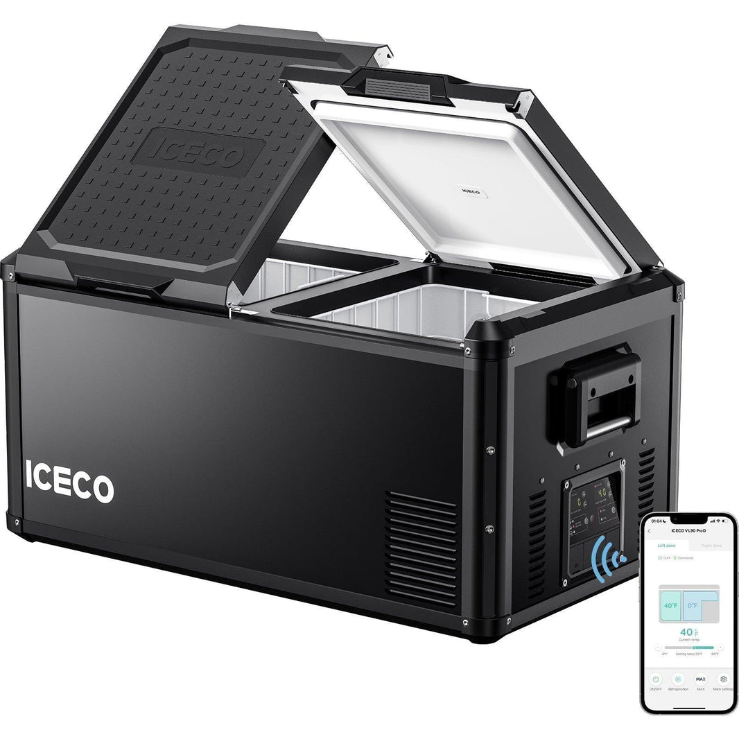 ICECO 79.2QT VL75ProD 12V Robust Portable Freezer with PB1000 Power Station – Dual Zone