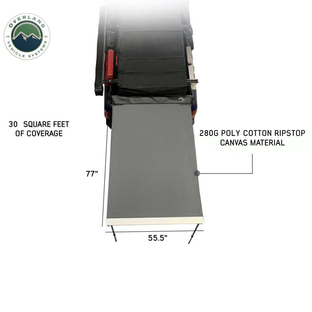 OVS HD Nomadic 4.5' Awning - Grey Body, Green Trim & Black Travel Cover