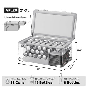 ICECO APL20 12V Light Duty Aluminum Freezer – 21QT Single Zone + Magnetic Power Bank