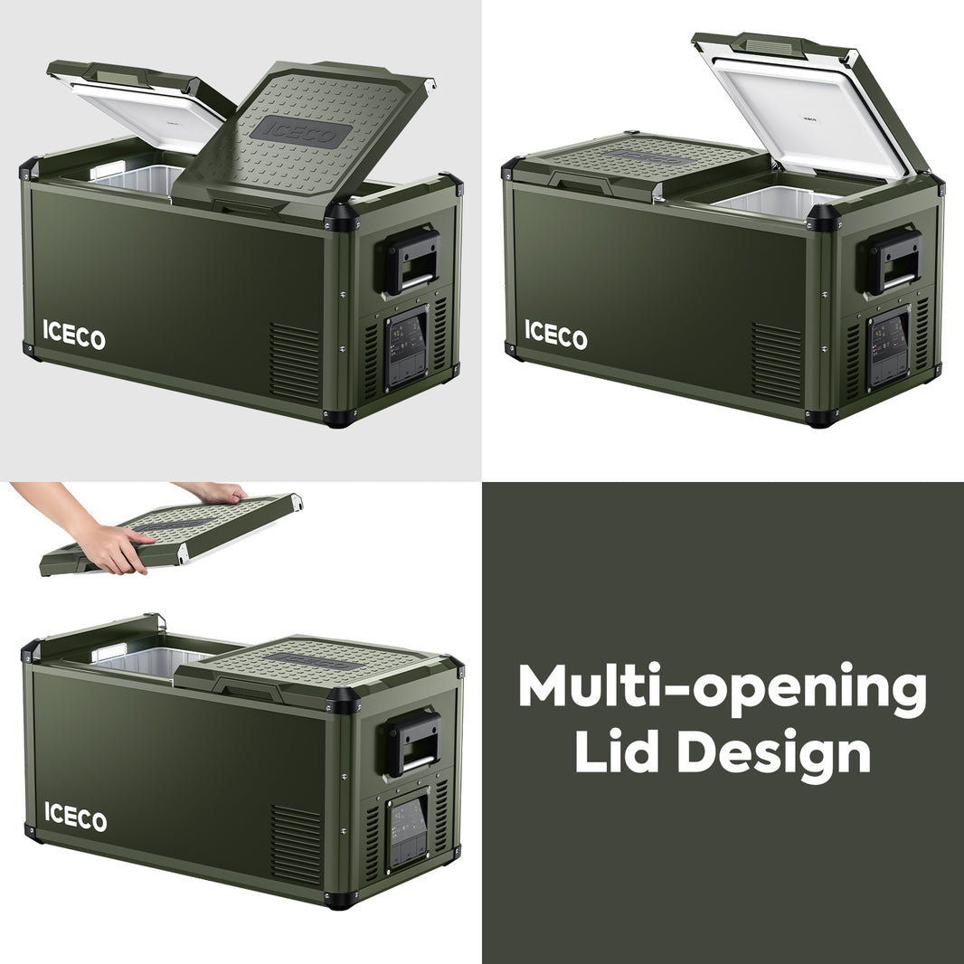 ICECO 79.2QT VL75ProD Olive 12V Heavy Duty Portable Fridge Freezer – Dual Zone Ships Out in Mid-July