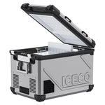 Load image into Gallery viewer, ICECO APL55 12V Dual Zone Fridge Freezer – 58QT Silver with Magnetic Battery &amp; Solar Panel
