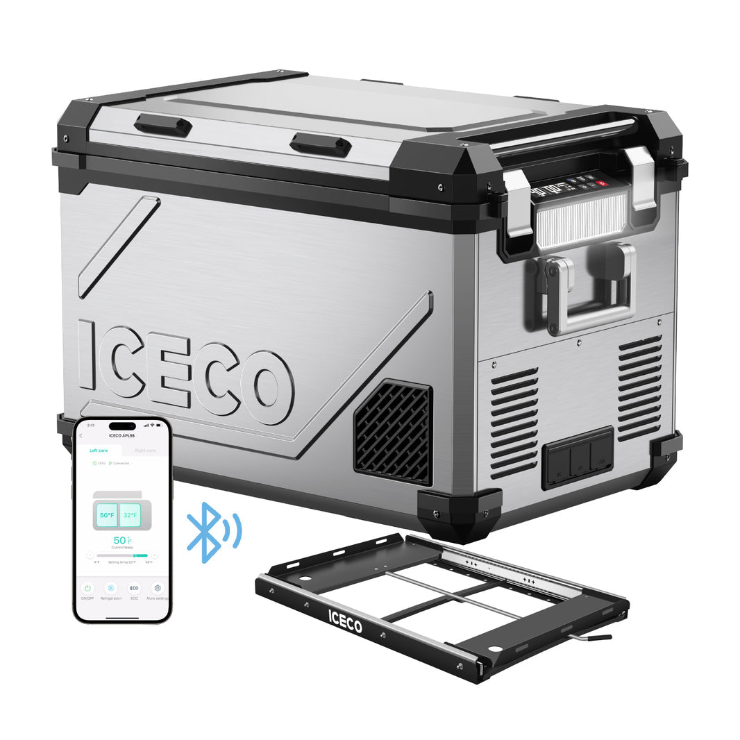 ICECO APL55 12V Portable Fridge Freezer with Slide Mount – 58QT Dual Zone