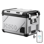 Load image into Gallery viewer, ICECO APL55 12V Dual Zone Fridge Freezer – 58QT Silver with Magnetic Battery &amp; Solar Panel
