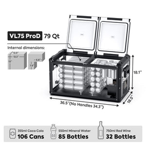 ICECO 79.2QT VL75ProD 12V Robust Portable Freezer with PB1000 Power Station – Dual Zone