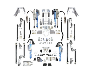 EVOMFG JLU Diesel KING Front 2.5 Inch Double Throwdown Rear 2.5 Inch Coilover Bypass HC Long Arm PRO PLUS, BLACK, 4 Door
